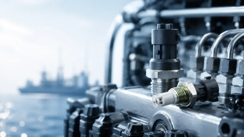 Fuel temperature sensor installed near a diesel engine fuel rail to support stable engine performance